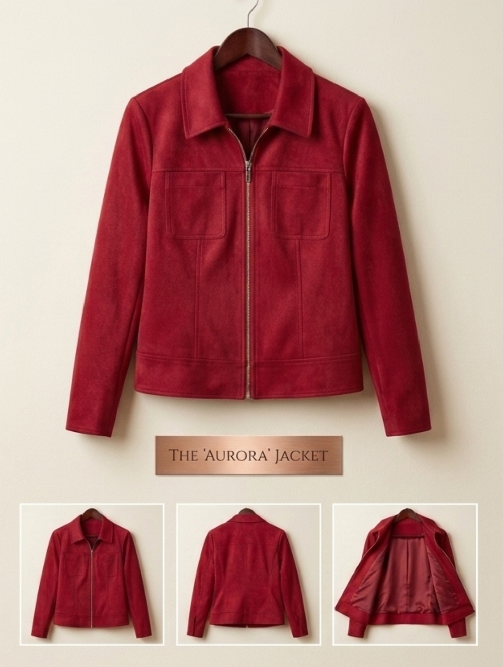 ERIN LONDON Red Metallic Snakeskin Pattern Corduroy Textured Jacket Blazer Top